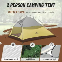 NATUREHIKE Cloud Up : Tente ultralégère pour 2 personnes pour l'aventure